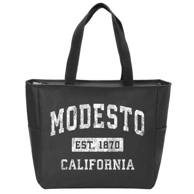 Modesto California Ca Vintage Established Sports Zip Tote Bag