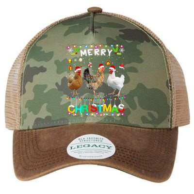 Merry Christmas Chicken Great Gift Santa Hat Lights Xmas Funny Gift Legacy Tie Dye Trucker Hat