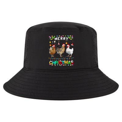 Merry Christmas Chicken Great Gift Santa Hat Lights Xmas Funny Gift Cool Comfort Performance Bucket Hat