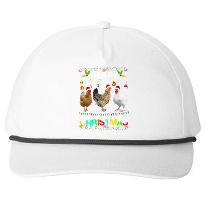 Merry Christmas Chicken Great Gift Santa Hat Lights Xmas Funny Gift Snapback Five-Panel Rope Hat