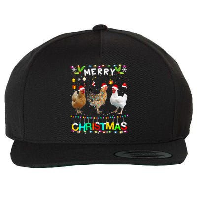 Merry Christmas Chicken Great Gift Santa Hat Lights Xmas Funny Gift Wool Snapback Cap