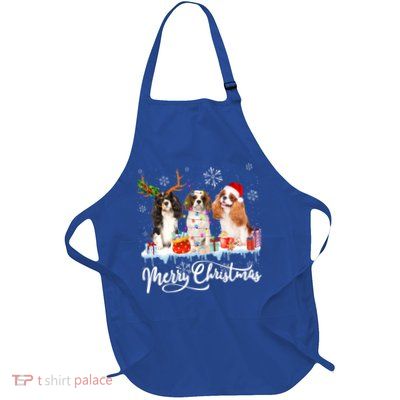 Merry Christmas Cavalier King Charles Spaniel Santa Light Gift Full-Length Apron With Pockets