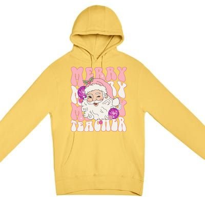 Merry Christmas Cute Teacher Disco Santa Premium Pullover Hoodie