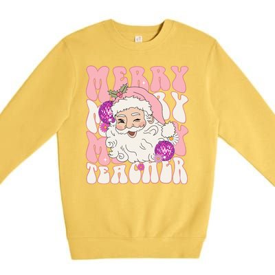 Merry Christmas Cute Teacher Disco Santa Premium Crewneck Sweatshirt