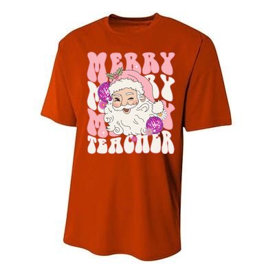 Merry Christmas Cute Teacher Disco Santa Performance Sprint T-Shirt