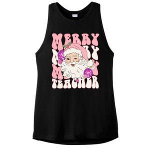 Merry Christmas Cute Teacher Disco Santa Ladies PosiCharge Tri-Blend Wicking Tank