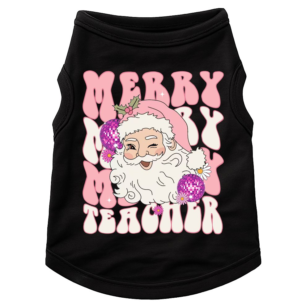 Merry Christmas Cute Teacher Disco Santa Doggie Tank