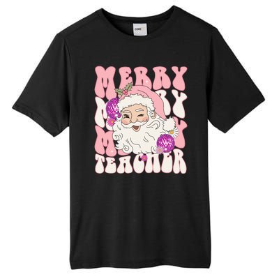 Merry Christmas Cute Teacher Disco Santa Tall Fusion ChromaSoft Performance T-Shirt