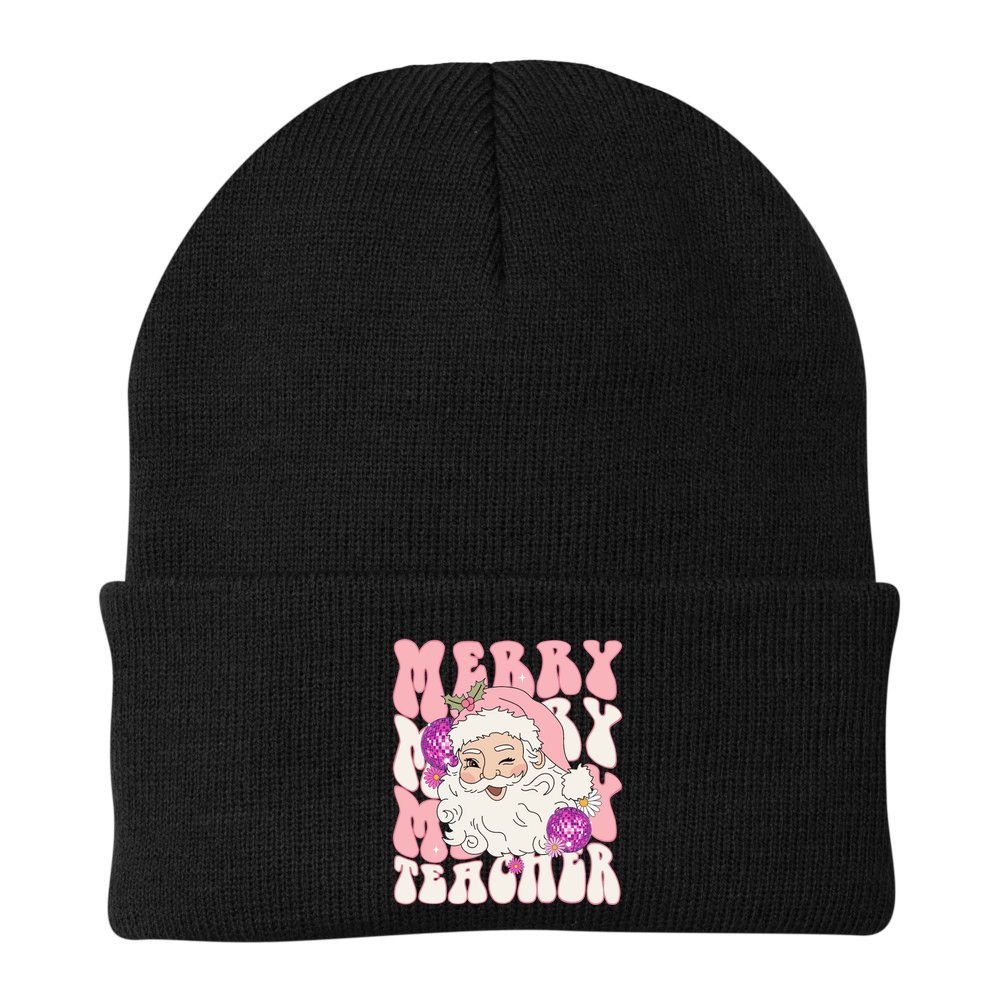 Merry Christmas Cute Teacher Disco Santa Beanie