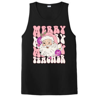 Merry Christmas Cute Teacher Disco Santa PosiCharge Competitor Tank