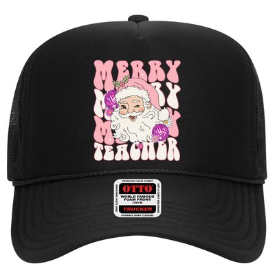 Merry Christmas Cute Teacher Disco Santa Trucker Hat