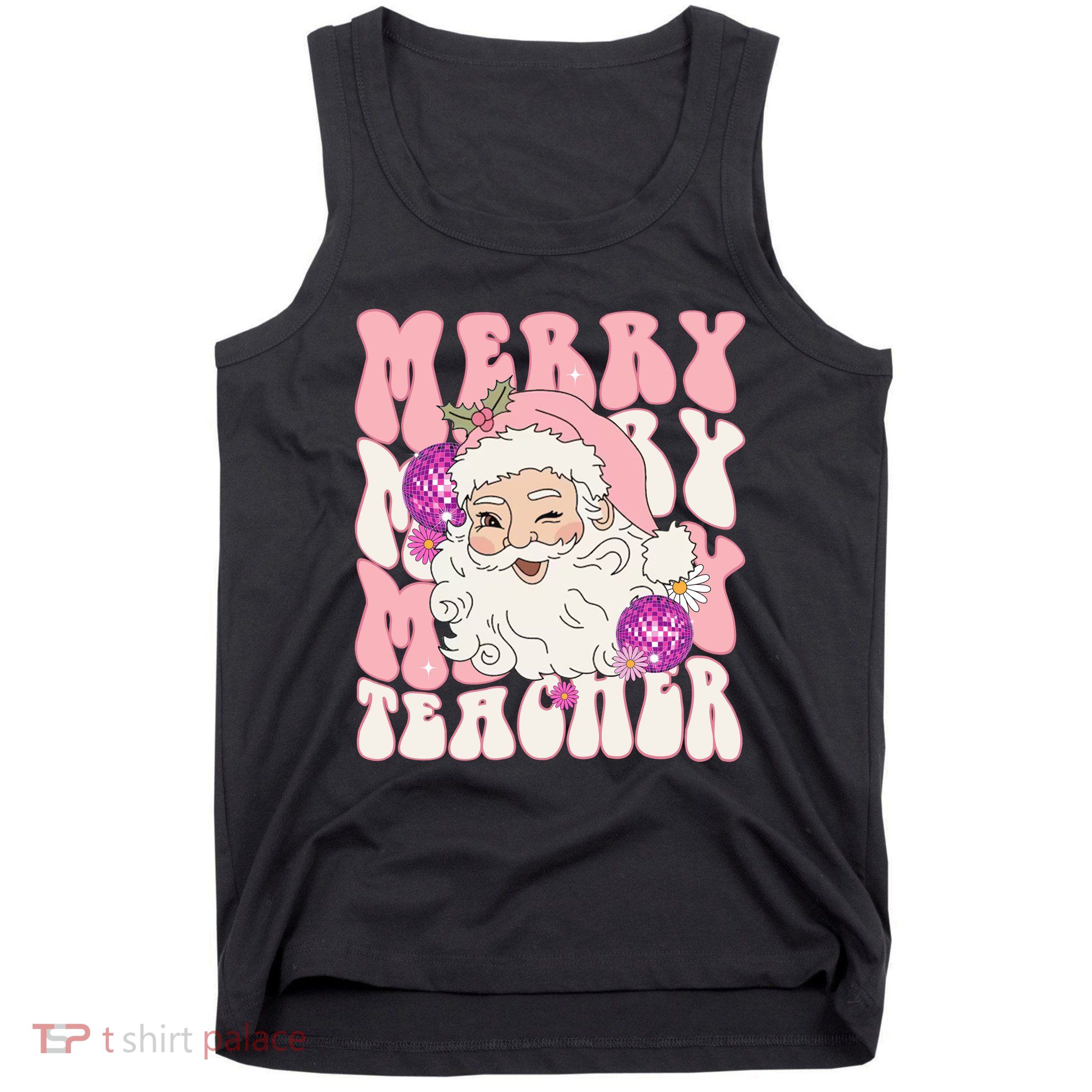 Merry Christmas Cute Teacher Disco Santa Tank Top