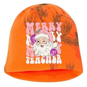 Merry Christmas Cute Teacher Disco Santa Kati - Camo Knit Beanie