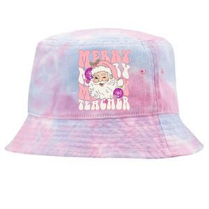 Merry Christmas Cute Teacher Disco Santa Tie-Dyed Bucket Hat