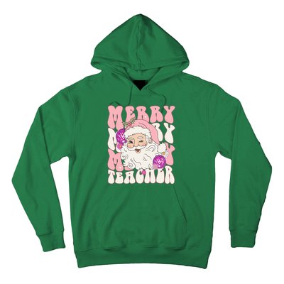 Merry Christmas Cute Teacher Disco Santa Hoodie