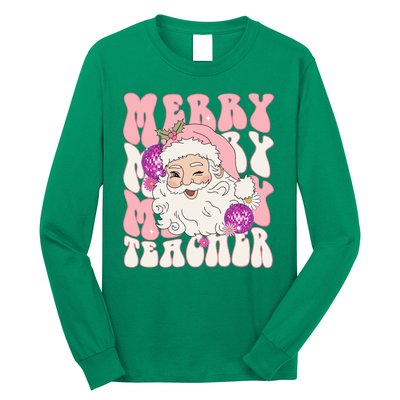 Merry Christmas Cute Teacher Disco Santa Long Sleeve Shirt