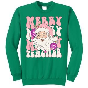 Merry Christmas Cute Teacher Disco Santa Sweatshirt