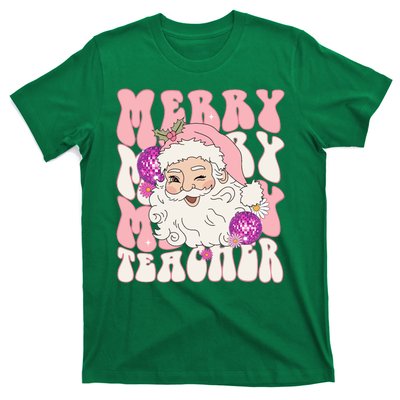 Merry Christmas Cute Teacher Disco Santa T-Shirt