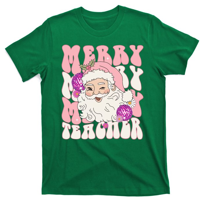 Merry Christmas Cute Teacher Disco Santa T-Shirt