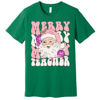 Merry Christmas Cute Teacher Disco Santa Premium T-Shirt