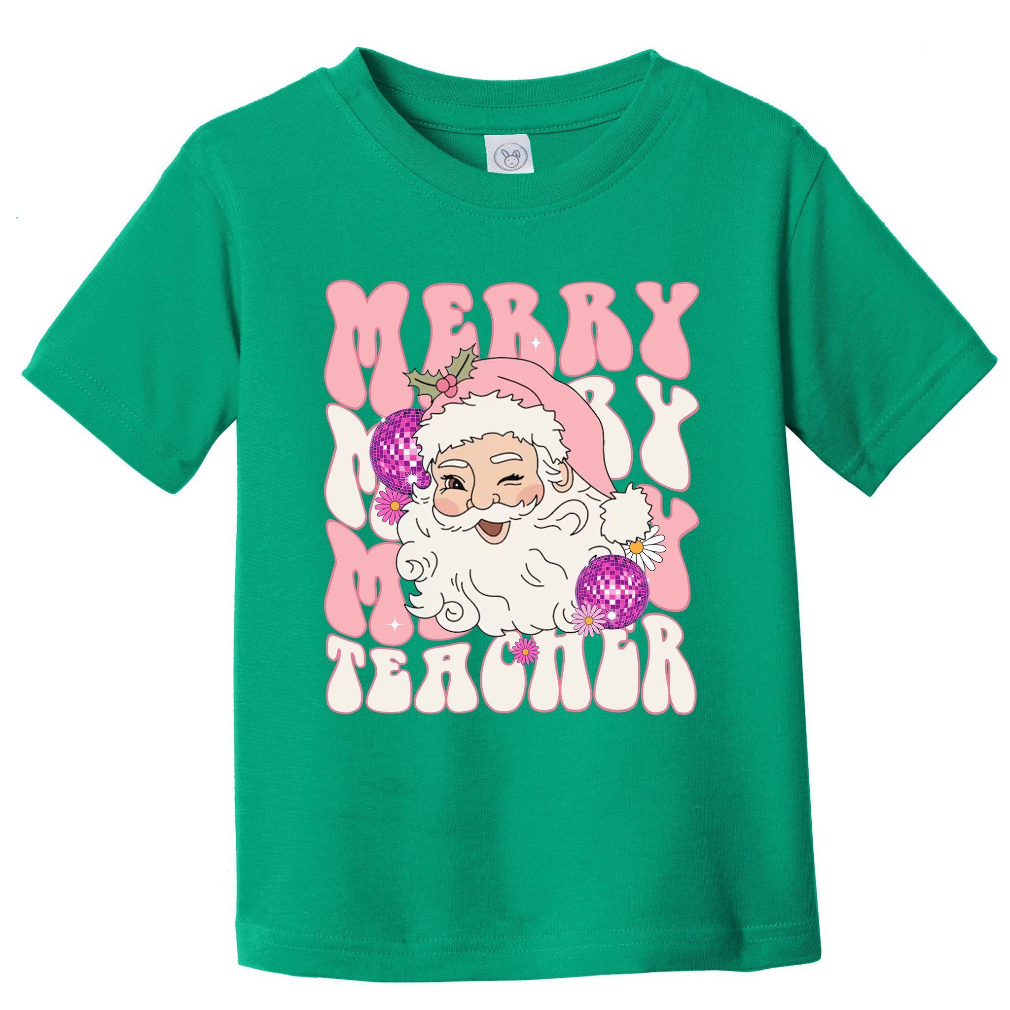 Merry Christmas Cute Teacher Disco Santa Toddler T-Shirt