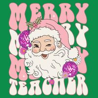Merry Christmas Cute Teacher Disco Santa Kids T-Shirt
