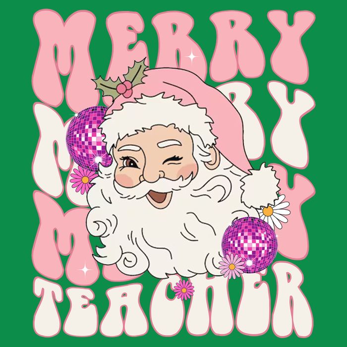 Merry Christmas Cute Teacher Disco Santa Kids T-Shirt