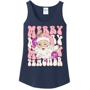 Merry Christmas Cute Teacher Disco Santa Ladies Essential Tank