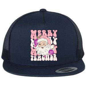 Merry Christmas Cute Teacher Disco Santa Flat Bill Trucker Hat