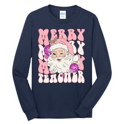 Merry Christmas Cute Teacher Disco Santa Tall Long Sleeve T-Shirt