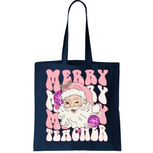 Merry Christmas Cute Teacher Disco Santa Tote Bag