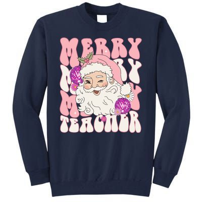 Merry Christmas Cute Teacher Disco Santa Tall Sweatshirt