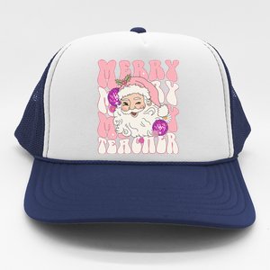 Merry Christmas Cute Teacher Disco Santa Trucker Hat