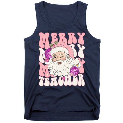 Merry Christmas Cute Teacher Disco Santa Tank Top