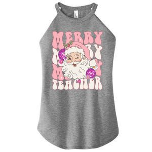 Merry Christmas Cute Teacher Disco Santa Women's Perfect Tri Rocker Tank