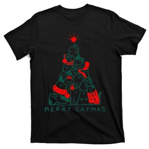 Merry Catmas Cat Christmas Tree Xmas Decorations T-Shirt