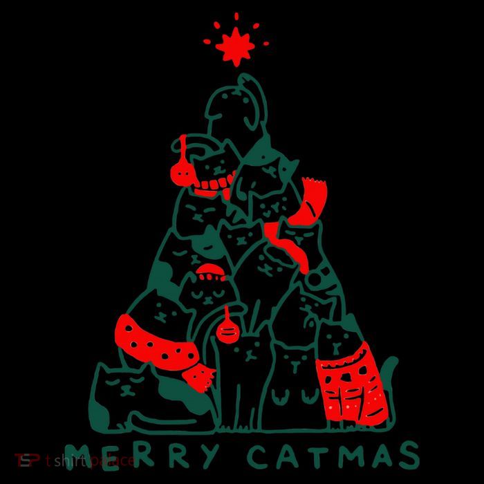 Merry Catmas Cat Christmas Tree Xmas Decorations Sustainable Bucket Hat