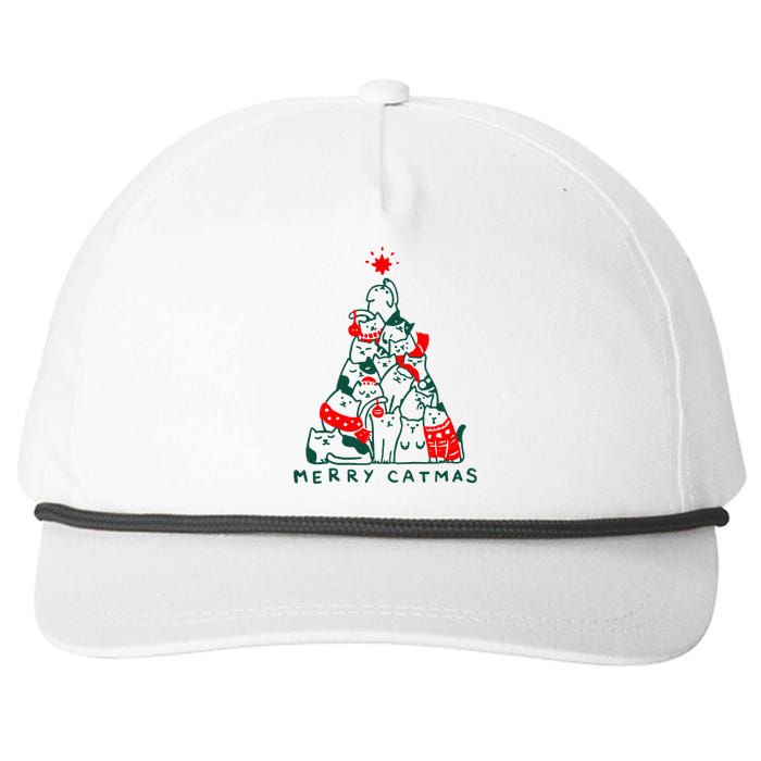 Merry Catmas Cat Christmas Tree Xmas Decorations Snapback Five-Panel Rope Hat