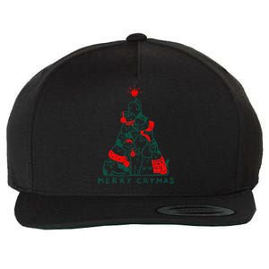 Merry Catmas Cat Christmas Tree Xmas Decorations Wool Snapback Cap