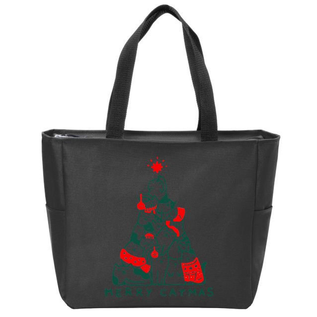 Merry Catmas Cat Christmas Tree Xmas Decorations Zip Tote Bag
