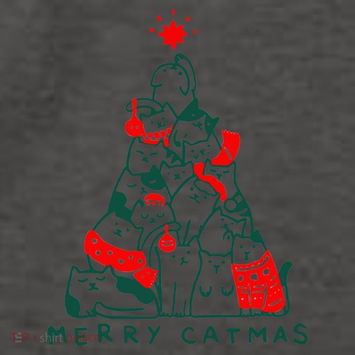 Merry Catmas Cat Christmas Tree Xmas Decorations Vector Backpack