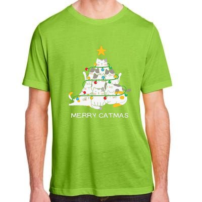 Merry Catmas Cat Christmas Tree Lights Funny Xmas Adult ChromaSoft Performance T-Shirt