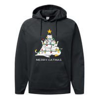 Merry Catmas Cat Christmas Tree Lights Funny Xmas Performance Fleece Hoodie