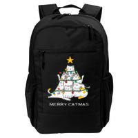 Merry Catmas Cat Christmas Tree Lights Funny Xmas Daily Commute Backpack