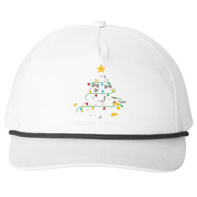 Merry Catmas Cat Christmas Tree Lights Funny Xmas Snapback Five-Panel Rope Hat