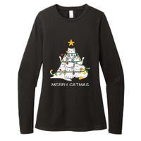 Merry Catmas Cat Christmas Tree Lights Funny Xmas Womens CVC Long Sleeve Shirt