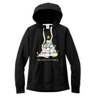 Merry Catmas Cat Christmas Tree Lights Funny Xmas Women's Fleece Hoodie