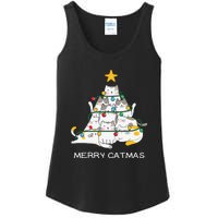 Merry Catmas Cat Christmas Tree Lights Funny Xmas Ladies Essential Tank