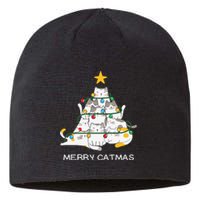 Merry Catmas Cat Christmas Tree Lights Funny Xmas Sustainable Beanie