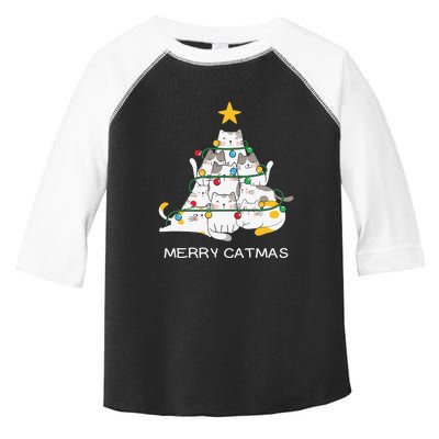 Merry Catmas Cat Christmas Tree Lights Funny Xmas Toddler Fine Jersey T-Shirt